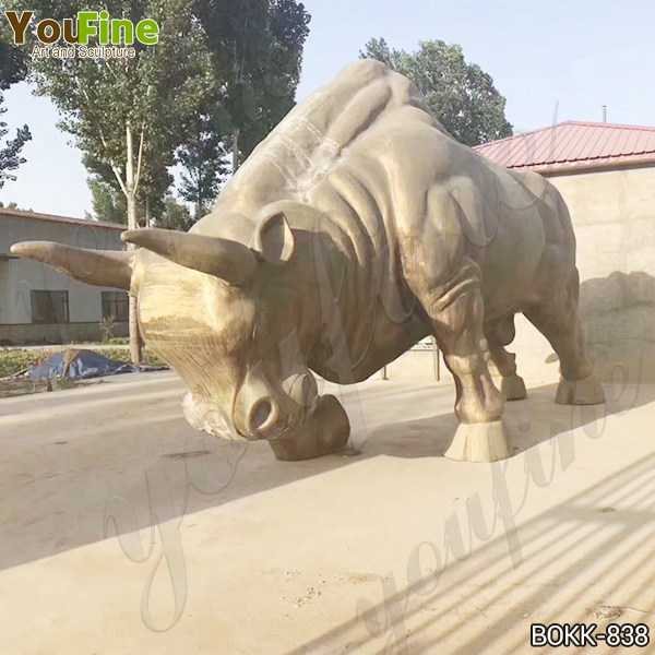 Large Outdoor Bronze Bull Sculpture on Stock
