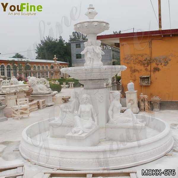 Large Two Tiered Marble Statue Yard Fountain for Sale