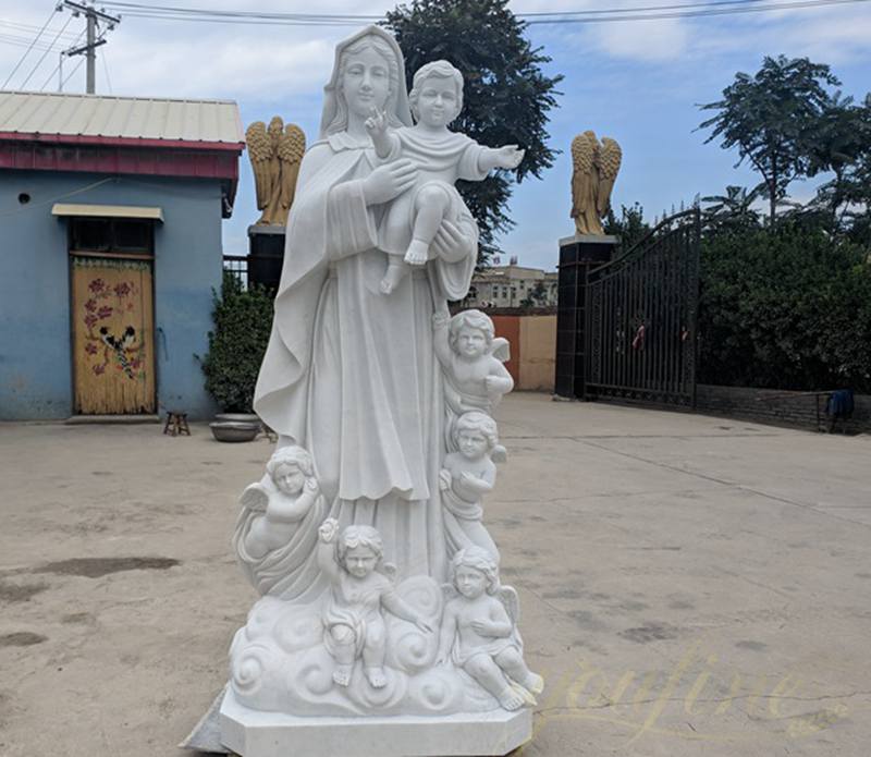 Life Size Marble Catholic Statue of Madonna and Child for Garden CHS-731