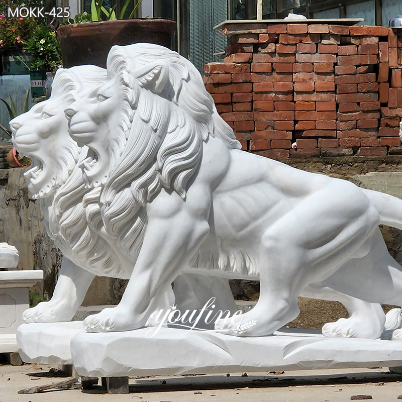Life Size Outdoor Marble Walking Lion