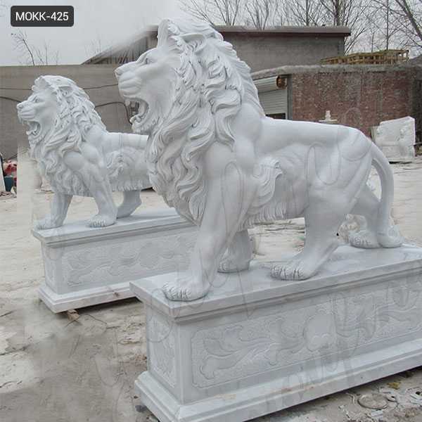 Life Size Outdoor Marble Walking Lion Statues