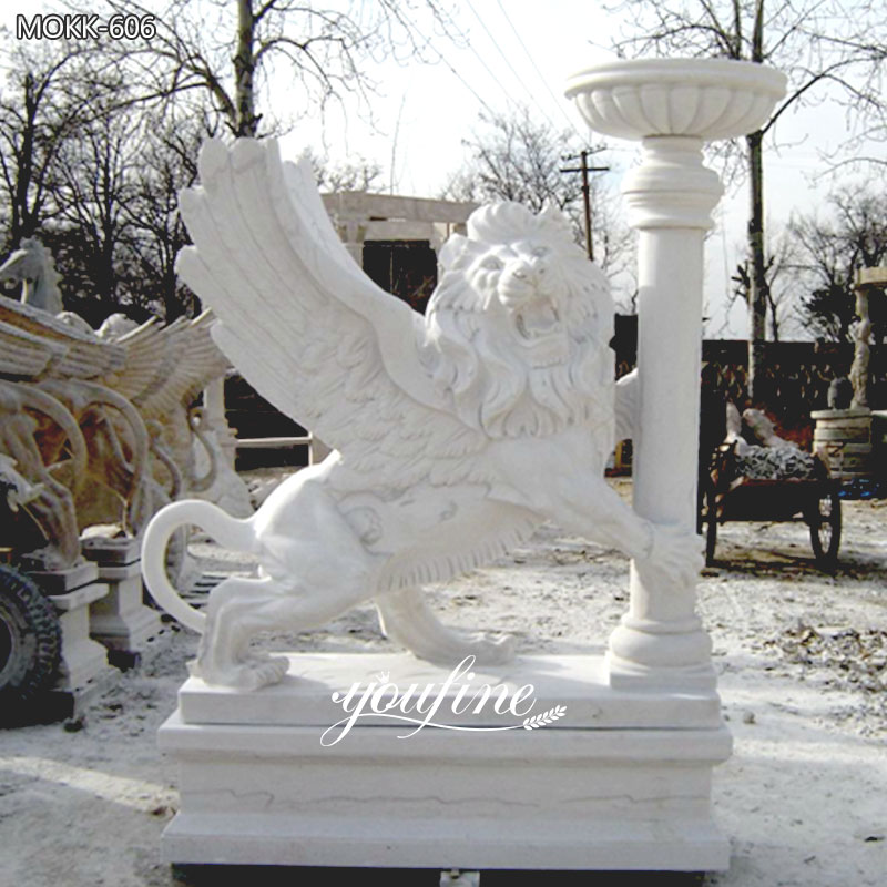 Winged Lion Statue with Planter