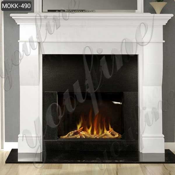 Minimalist Design Marble Stone Fireplace White Modern for Sale MOKK-490