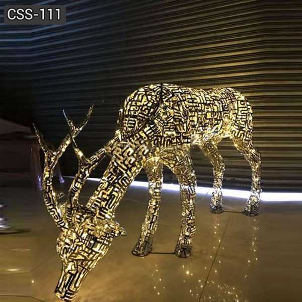 Modern Abstract Stainless Steel Deer Sculpture Design