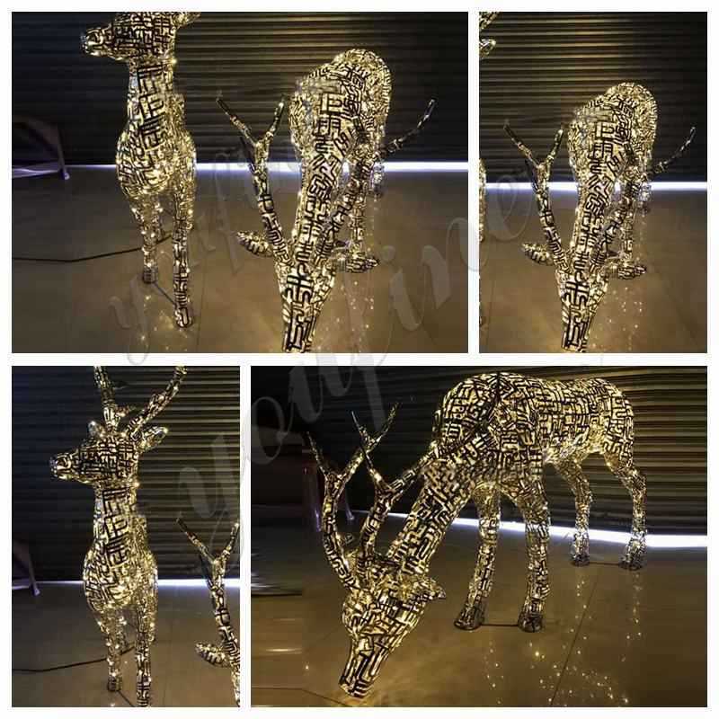 Modern Abstract Stainless Steel Deer Sculpture