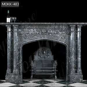 Modern Black Stone Column Fireplace Mantel