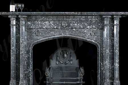 Modern Black Stone Column Fireplace Mantel for Sale MOKK-483
