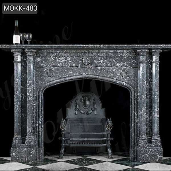 Modern Black Stone Column Fireplace Mantel for Sale MOKK-483