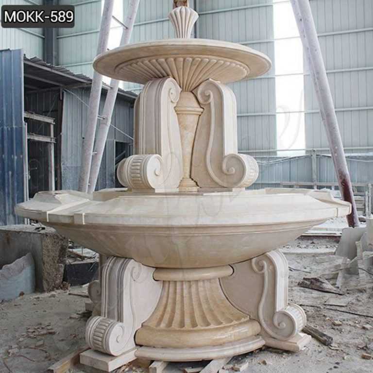 Outdoor Large Natural Beige Marble Water Fountain for Sale MOKK-589