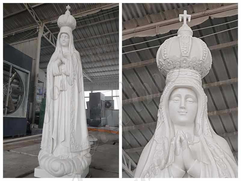 Our Lady of Fatima with Crown Marble Statue detail