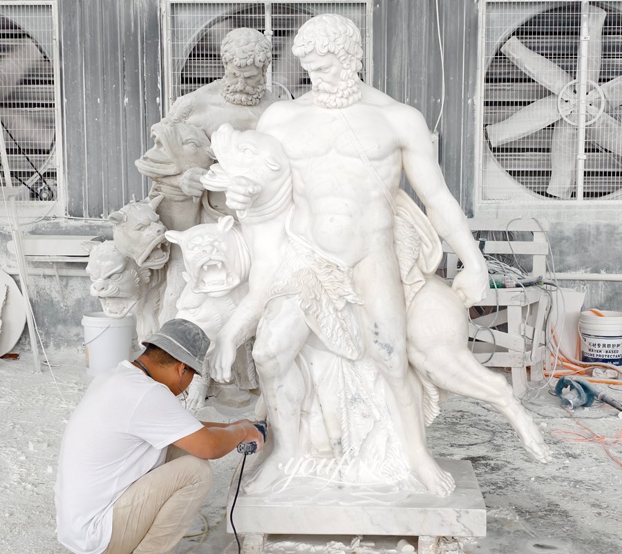 Our artists are sculpting a white Hercules statue