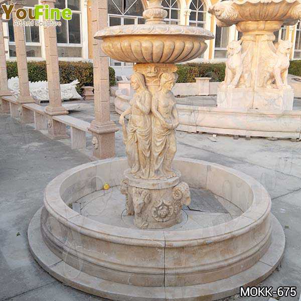 Outdoor Beige Marble Statuary Garden Fountain Manufacturer