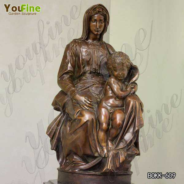 Outdoor Religious Bronze Mary and Baby Jesus Sculpture for Garden Maker BOKK-609