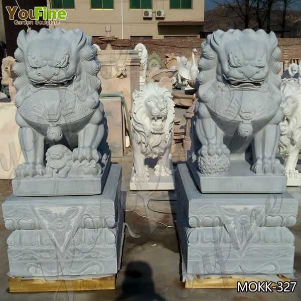 Hand Carved Stone Lion Statue for Front Porch Suppliers MOKK-327