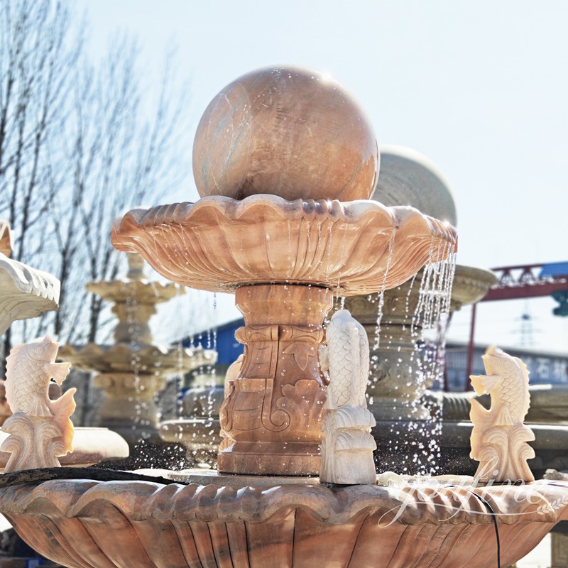 Sunset Red Marble Rolling Ball Fountain