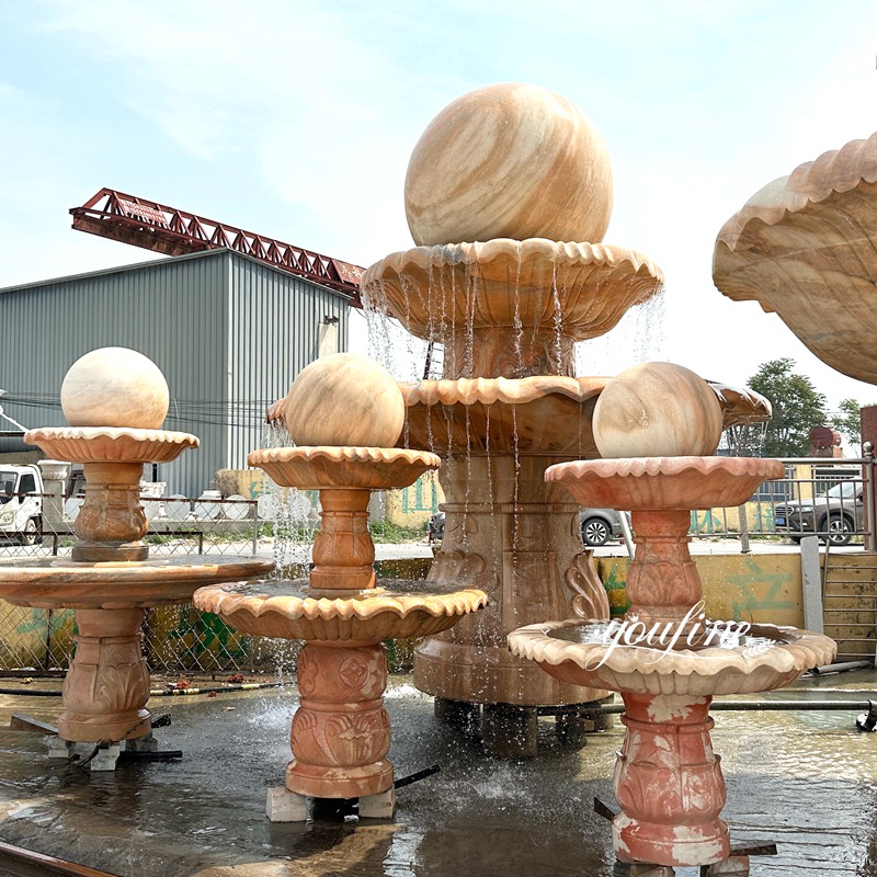 Sunset Red Marble Rolling Fountain