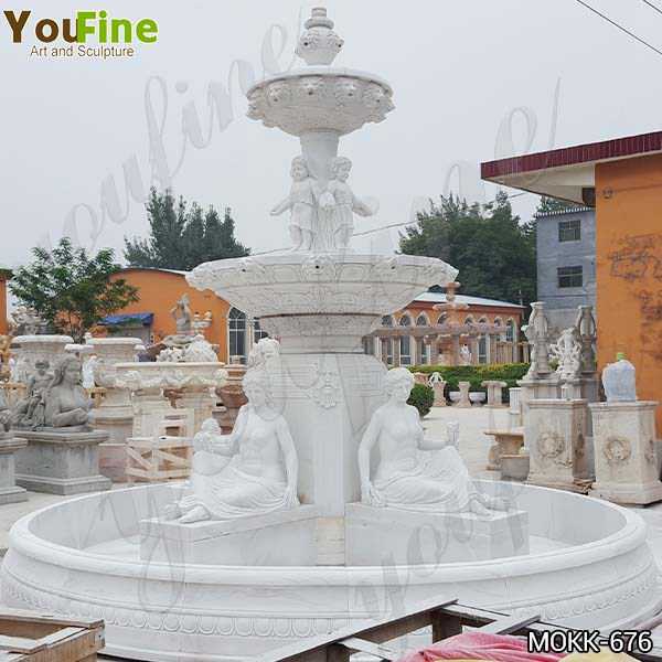 Tiered Marble Statue Yard Fountain for Sale