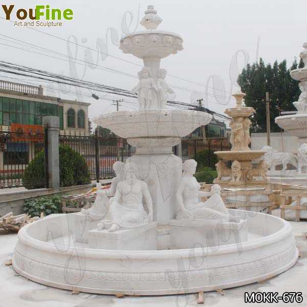 Two Tiered Marble Statue Yard Fountain for Sale