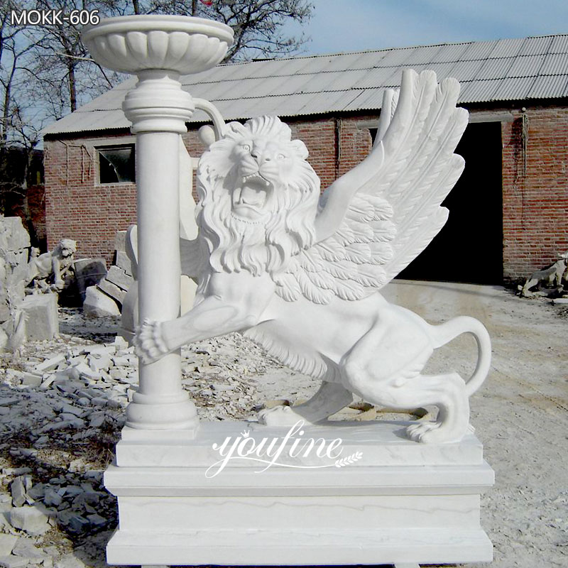 Winged Lion Statue with Planter for garden