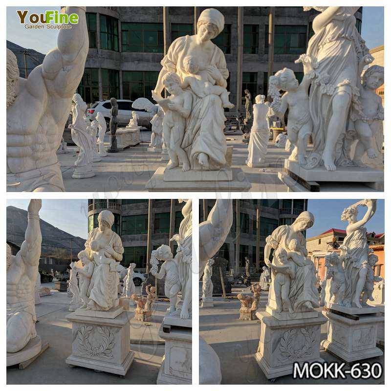 White Marble Woman and Children Statue detail