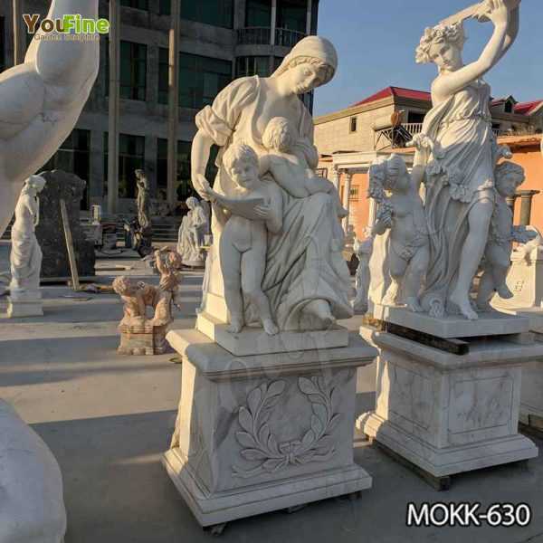 White Marble Woman and Children Statue for Sale