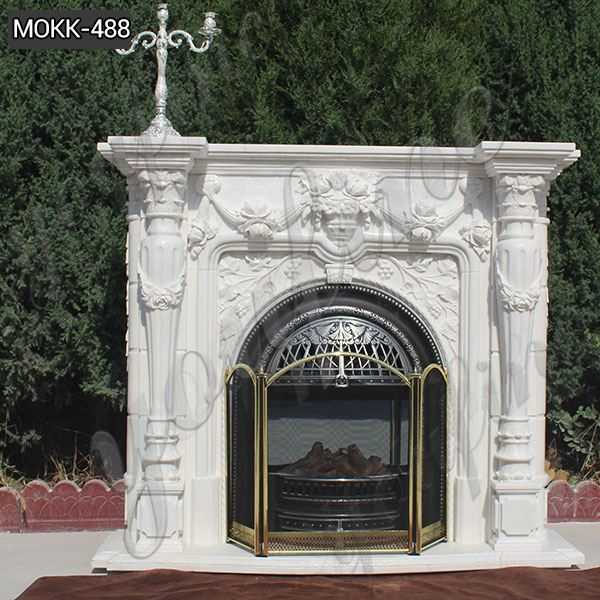 Simple Design White Marble Fireplace Mantels Supplier MOKK-488