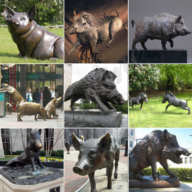 bronze wild boar statue