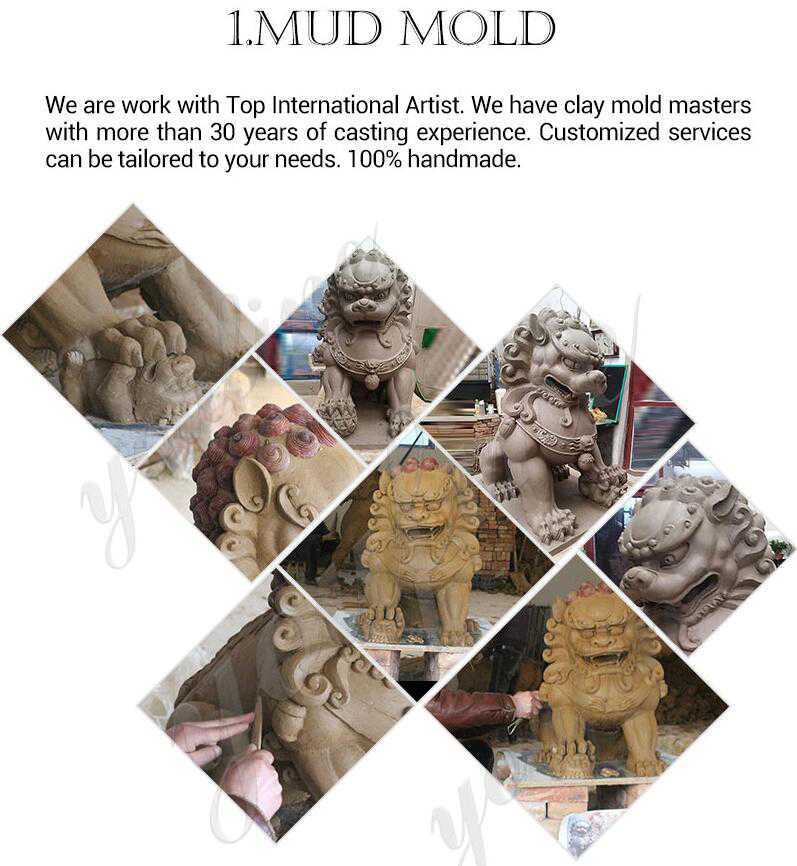 clay model of stone lion statue for sale