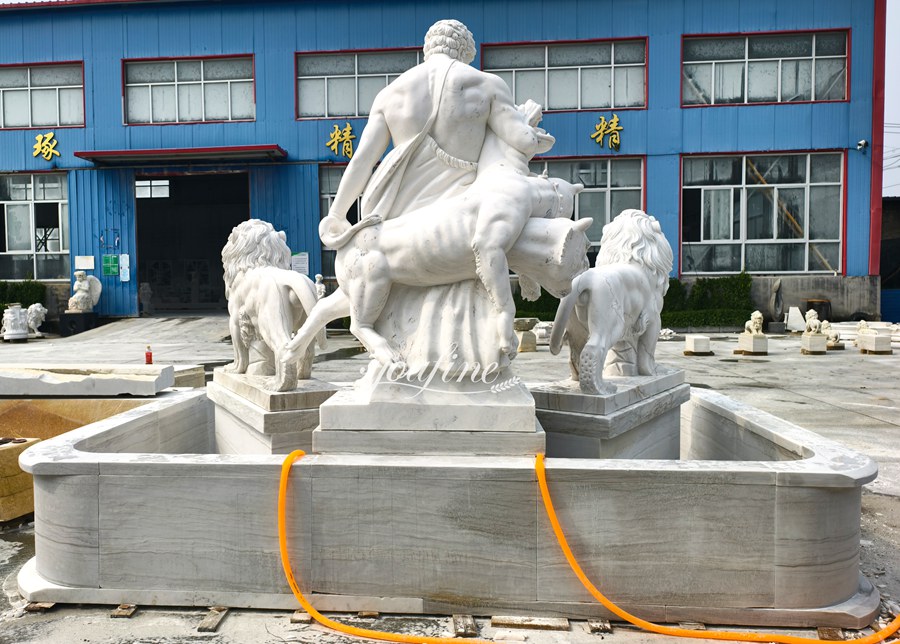 white large Hercules statue fountain