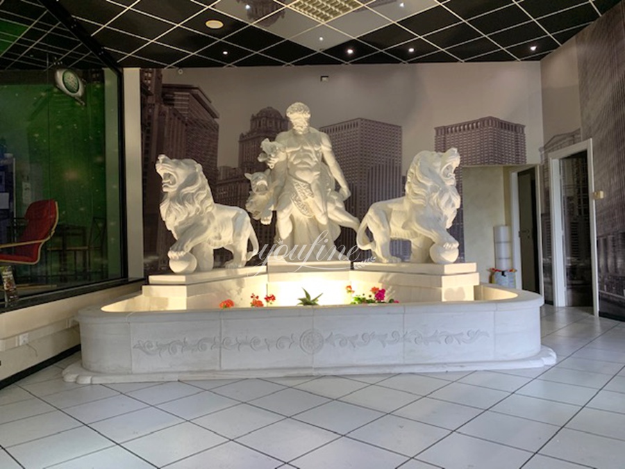 white marble Hercules Fighting Cerberus Fountain feedback