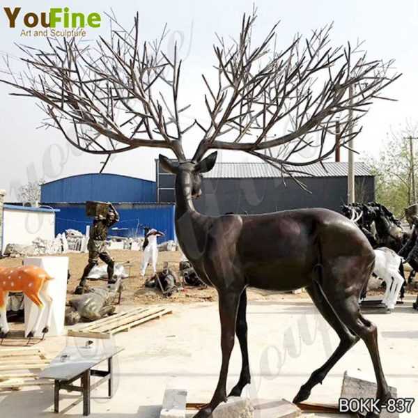 Antique Bronze Deer Lawn Ornaments Statues for Sale