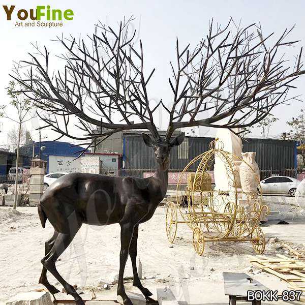 Antique Bronze Deer Lawn Ornaments Statues for Sale BOKK-837