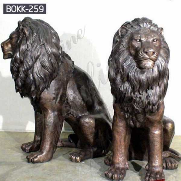 Antique Bronze Guardian Lion Statues for Outdoor Suppliers BOKK-259