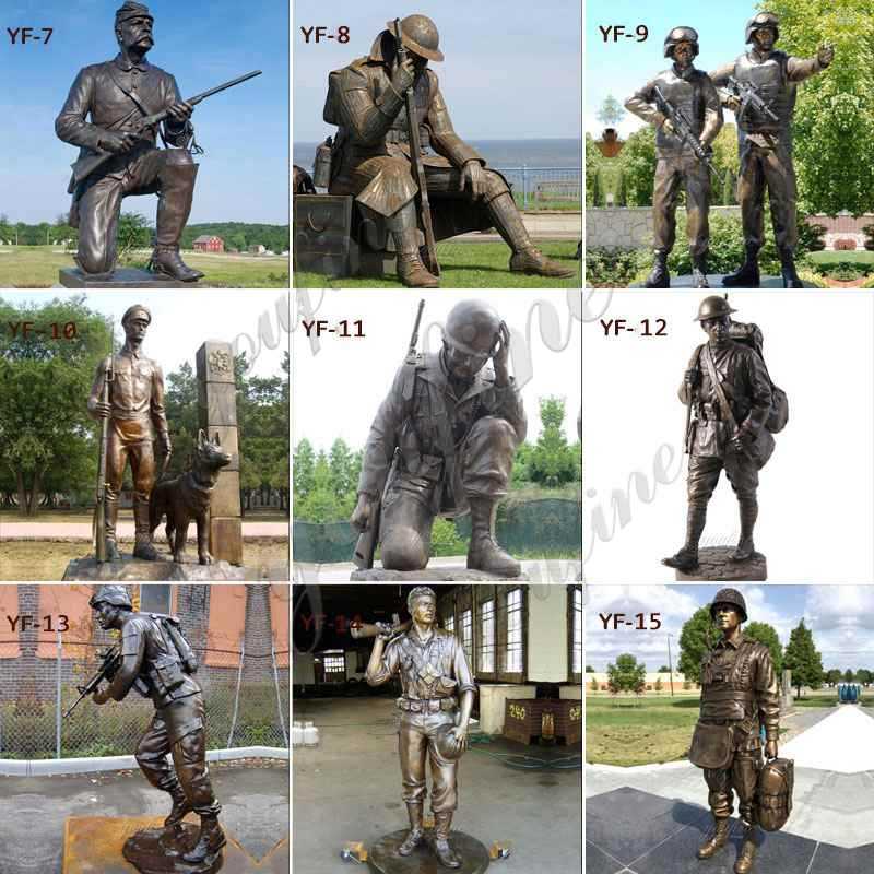 Antique Bronze Soldier Memorial Statues