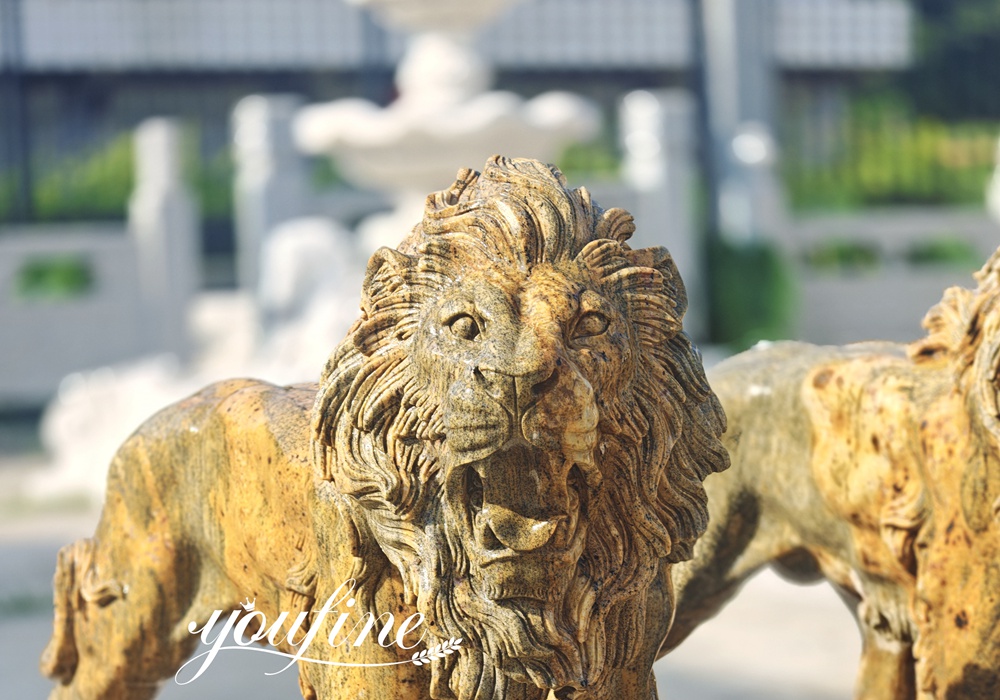 Beige Stone Lion Statue details