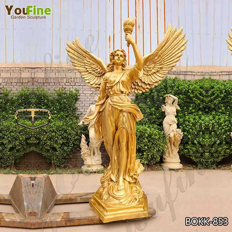 Life Size Bronze Angel with Torch Statue Factory Supply BOKK-853