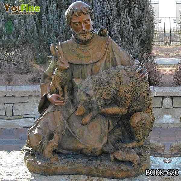 Catholic Outdoor St. Francis of Assisi Antique Bronze Garden Statue for Sale BOKK-630