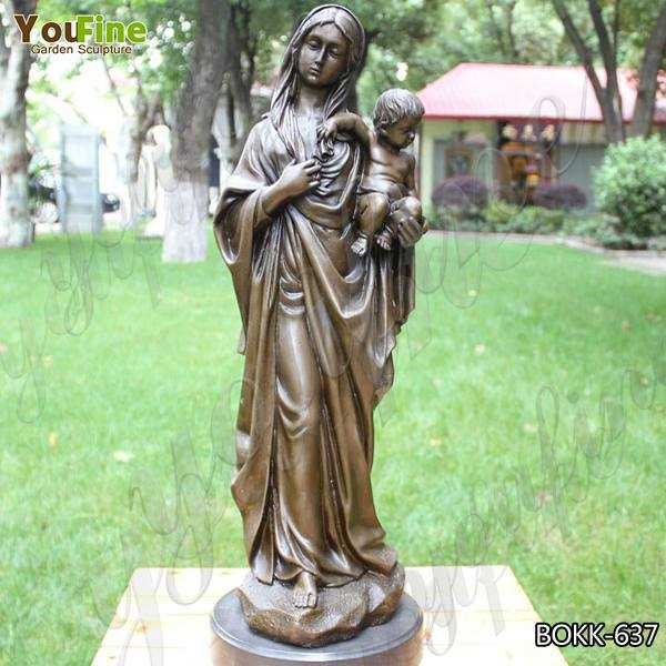 Customized Life Size Catholic Antique Bronze Virgin Mary Statue with Jesus for Sale BOKK-637