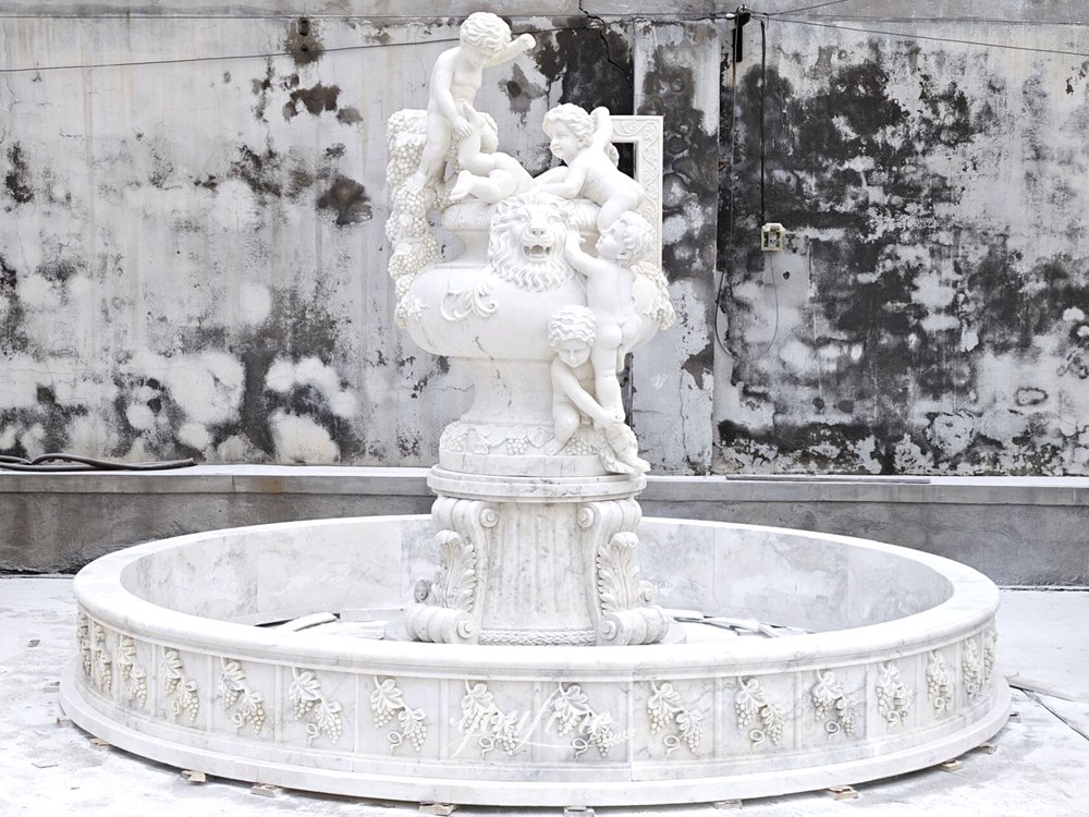 natural Fountain with cherub and grape sculptures