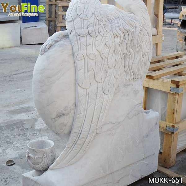 Hand Carved Heart Shape Marble Angel Headstone