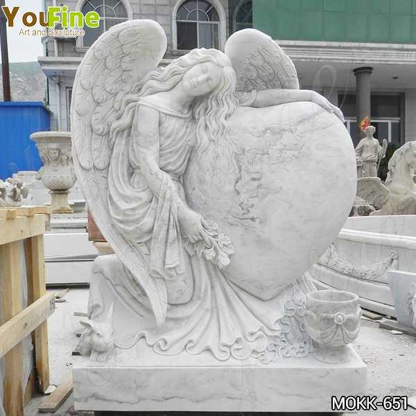 Hand Carved Heart Shape Marble Angel Headstone Factory Supply MOKK-651