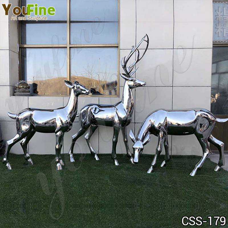 High Polished Outdoor Stainless Steel Deer Sculpture Manufacturer