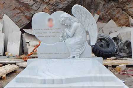 High Quality White Marble Upright Angel Headstones Prices MOKK-650