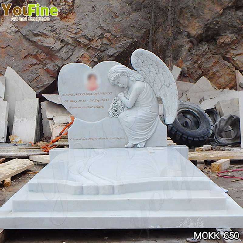 High Quality White Marble Upright Angel Headstones Prices MOKK-650