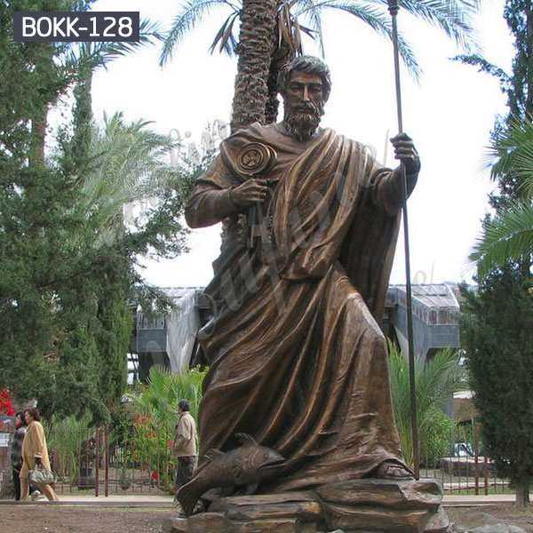 Hot-selling Outdoor Antique Bronze Saint Peter Statue in Capernaum for Church Maker BOKK-128