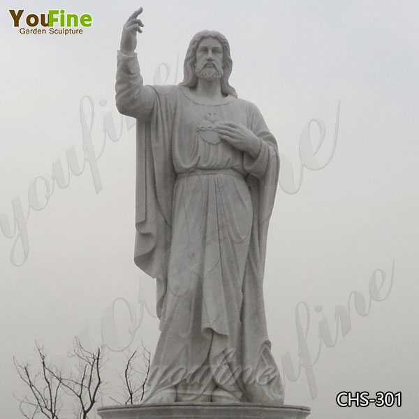 Large Catholic Sacred Heart of Jesus Marble Statue for Sale