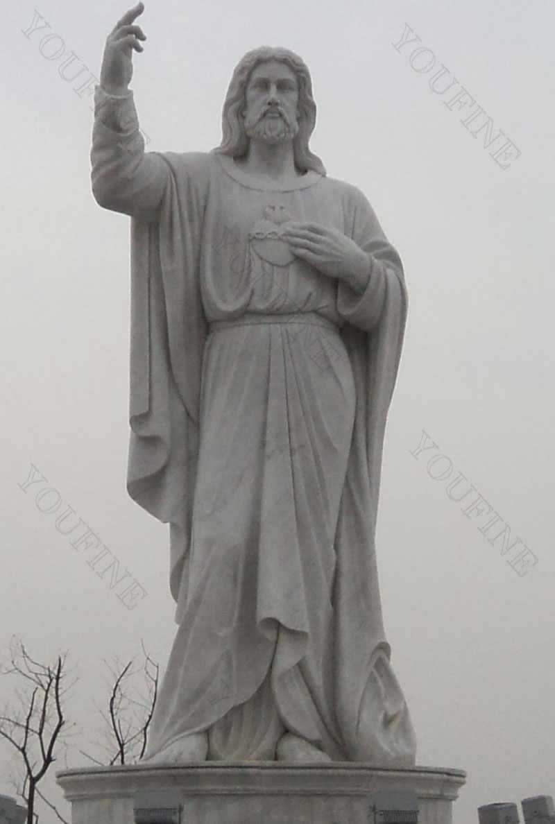 Large Catholic Sacred Heart of Jesus Marble Statue