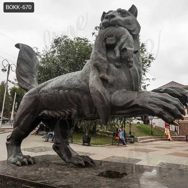 Large Outdoor Black Bronze Tiger Sculpture from Factory Supply