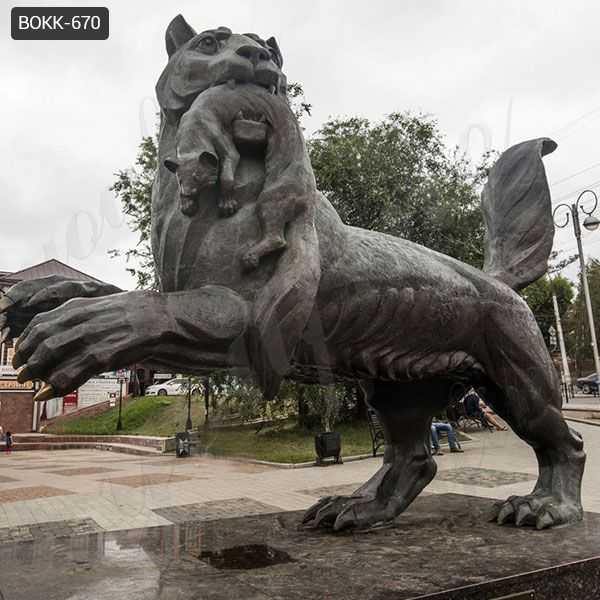 Large Outdoor Black Bronze Tiger Sculpture