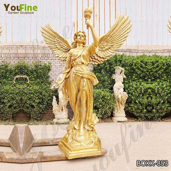 Life Size Bronze Angel with Torch Statue Factory Supply